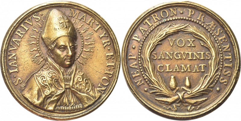 NAPOLI. Durante Filippo V di Spagna, 1701-1707. 
Medaglia devozionale 1707. Æ d...