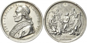ROMA. Pio VII (Barnaba Chiaramonti), 1800-1823. 
Medaglia 1807 a. VIII opus T. Mercandetti. Ag gr. 21,33 mm 39,8 Dr. PIVS SEPTIMVS - P M ANNO VIII. B...