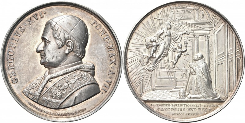 ROMA. Gregorio XVI (Bartolomeo Alberto Cappellari), 1831-1846. 
Medaglia 1837 a...