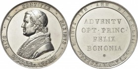 ROMA. Pio IX (Giovanni Maria Mastai Ferretti), 1846-1878. 
BOLOGNA. Medaglia 1857 opus G. Cerbara. Ag gr. 68,21 mm 50,7 Dr. PIVS IX PONTIFEX MAXIMVS....