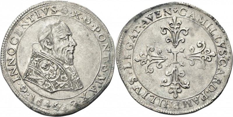 AVIGNONE. Innocenzo X (Giovanni Battista Pamphilj), 1644-1655. 
Mezzo Scudo 164...