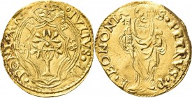 BOLOGNA. Giulio II (Giuliano della Rovere), 1503-1513. 
Ducato papale. Au gr. 3,38 Simile a precedente. Munt. 89; B. 602; Fried. 3320.
q. SPL