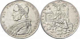 BOLOGNA. Leone XII (Annibale Sermattei della Genga), 1823-1829. 
Scudo 1825 a. III. Ag gr. 26,28 Dr. LEO XII PON - MAX ANNO III. Busto a s., con zucc...