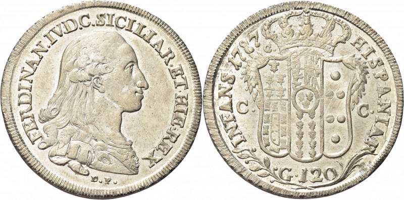 NAPOLI. Ferdinando IV (I) di Borbone, 1759-1816. 
Piastra da 120 Grana 1787, si...