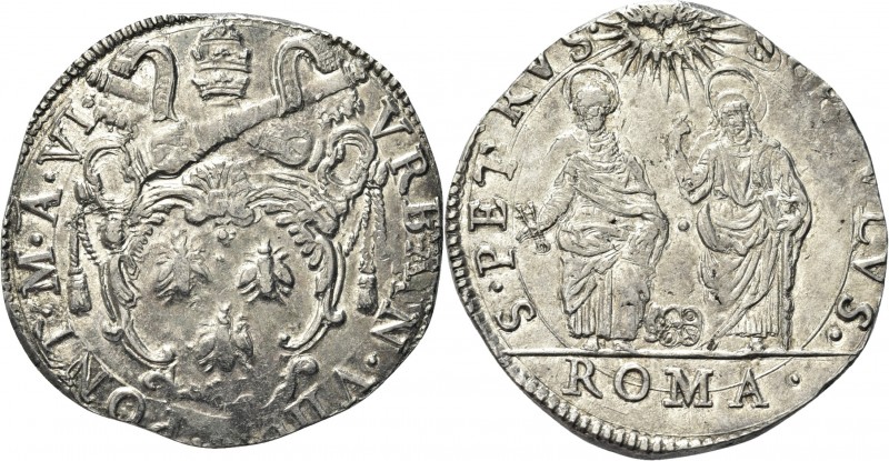 ROMA. Urbano VIII (Maffeo Vincenzo Barberini), 1623-1644. 
Testone a. VI. Ag gr...