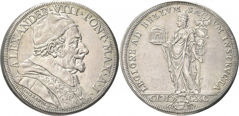 ROMA. Alessandro VIII (Pietro Ottoboni), 1689-1691. 
Piastra 1690 a. I. Ag gr. ...