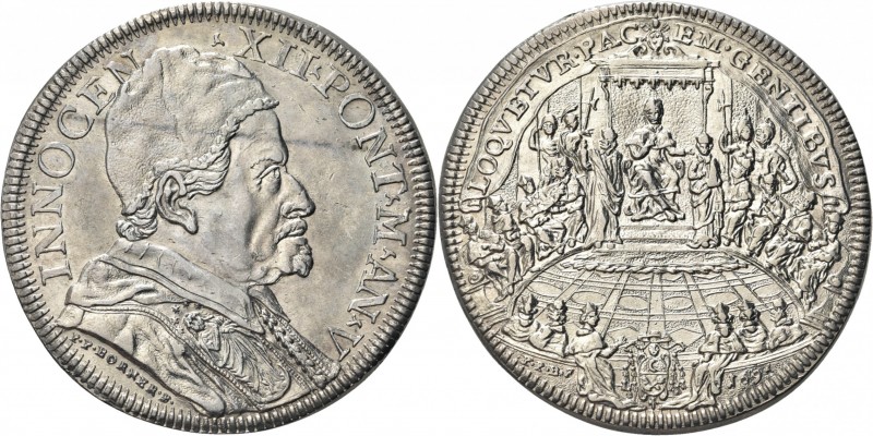 ROMA. Innocenzo XII (Antonio Pignatelli), 1691-1700. 
Piastra 1696 a. V. Ag gr....