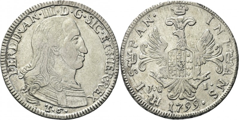 SICILIA. Ferdinando IV (I) di Borbone, 1759-1816. 
Da 6 Tarì 1799. Ag gr. 13,48...