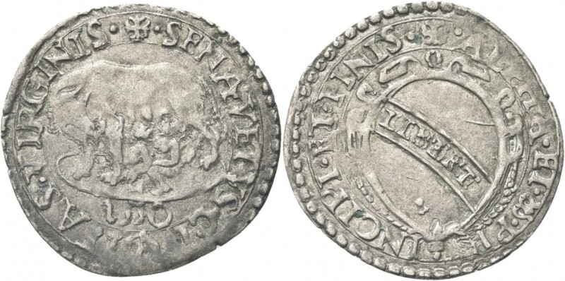 SIENA. Repubblica, 1404-1555. 
Bolognino da 6 Quattrini 1550. Mi gr. 1,19 Dr. S...