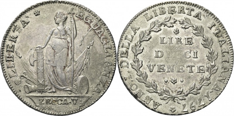 VENEZIA. Municipalità provvisoria, 1797-1798. 
Dieci Lire Venete 1797. Ag gr. 2...