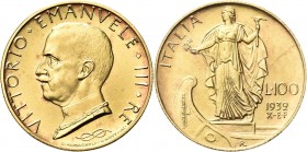 REGNO D’ITALIA. Vittorio Emanuele III, 1900-1943. 
100 Lire e 50 Lire 1932 a. X, Italia su prora e Littore. Au Come successivi. Pag. 648 e 659; Gig. ...