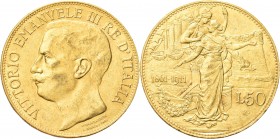 REGNO D’ITALIA. Vittorio Emanuele III, 1900-1943. 
Serie Cinquantenario 1911, comprendente le 50 lire, le 5 e le 2 lire in argento e il 10 centesimi ...