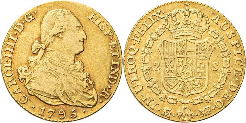 SPAGNA. Carlo IV di Borbone, Re di Spagna, 1788-1808. 
2 Escudos 1795-MF, zecca...