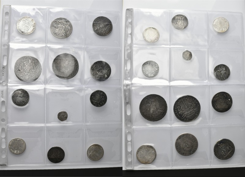 Lotto di n. 19 monete e una medaglia, tutte papali dal XVI secolo al XIX secolo,...