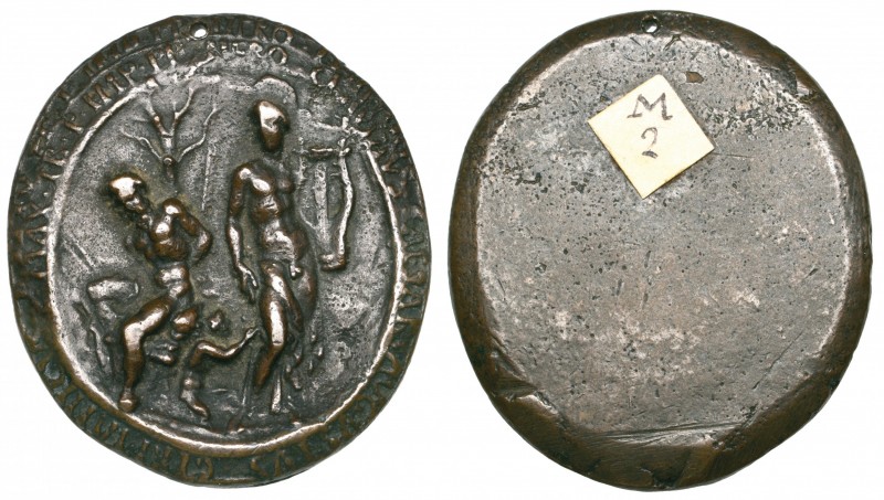 Rome (mid-15th century), Apollo, Marsyas and Olympus, oval bronze plaquette, Apo...
