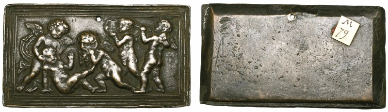 Rome (third quarter of 15th century), Five Putti at Play, rectangular bronze pla...
