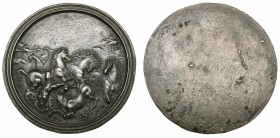 Galeazzo Mondella, called Moderno (c. 1467-1529), The Fall of Phaeton or Death of Hippolytus, circular bronze plaquette, c. 1500-1505, the naked youth...