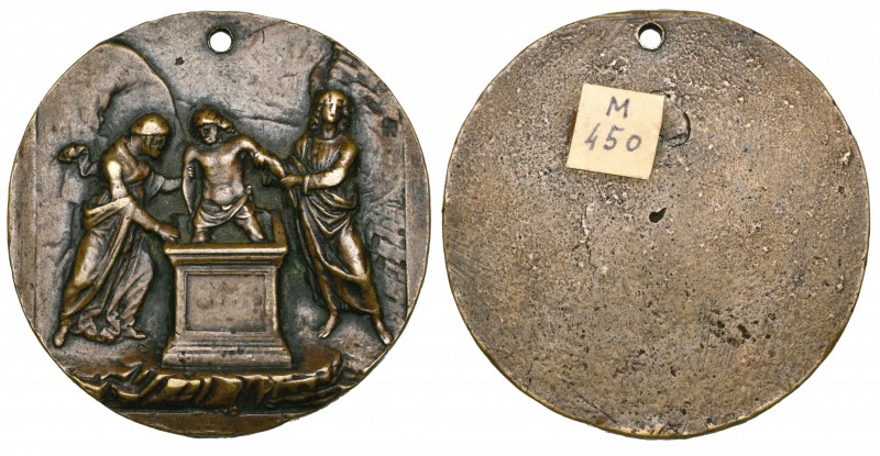 North Italian (16th century), The Entombment, bronze circular plaquette, Christ’...