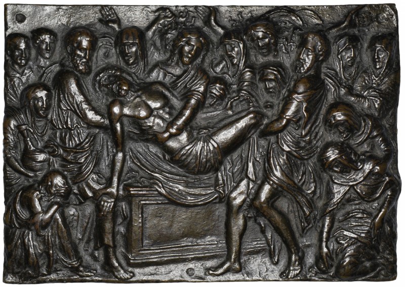 Andrea Briosco called Riccio (c. 1470-1532), The Entombment, large bronze plaque...