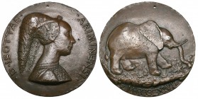 Matteo de’ Pasti (c. 1420-68), Isotta degli Atti (mistress of Sigismondo Malatesta of Rimini), bronze medal, D ISOTTAE ARIMINENSI, her bust right, rev...