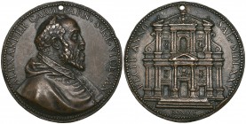 Giovanni Melon (fl. 1570s), Cardinal Alessandro Farnese (1520-89, Cardinal from 1534), bronze medal, 1575, ALEXANDER CARD FARN S R E VICECAN, bust rig...