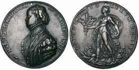 Jacopo Nizzolo da Trezzo (c. 1514-89), Maria of Austria (1528-1603, as Queen of Bohemia and daughter of Charles V), bronze medal, c. 1552, bust left, ...