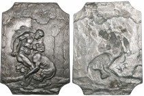 Austrian (?) (17th-18th century), Hercules and the Nemean Lion and Hercules and the Hydra, a pair of lead plaquettes, rectangular with corners cut dow...
