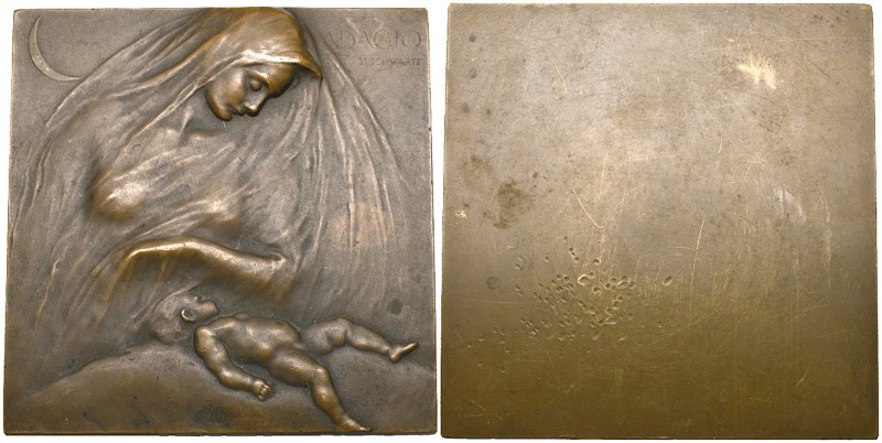 Austria, Stephan Schwartz (1851-1924), Adagio, bronze plaquette of mother and ch...