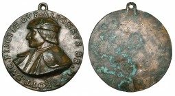 Ferrarese School (c. 1500-30), Alfonso di Brandeligi Trotti (ducal treasurer of Ferrara), uniface bronze medal, ALFONSVS BR DE TROTT DVC FISCI FE GVB,...
