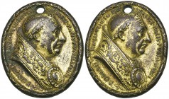 Cristoforo di Geremia (fl. 1456-76), Pope Paul II (1464-71), bronze-gilt oval medal, bust right, rev., as the obverse, 44.4 x 37.6mm (Hill 769), pierc...