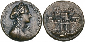 Alessandro Cesati (active 1538-64), Dido, Queen of Carthage, bronze medal, ΔΙΔΩ ΒΑΣΙΛΙΣΣΑ, bust right, rev., imaginary view of Carthage (incorporating...