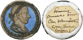 Germany, Christian Wermuth (1661-1739), The Roman Emperor Majorian (457-61), enamelled and silvered uniface medal, diademed and draped bust right; on ...