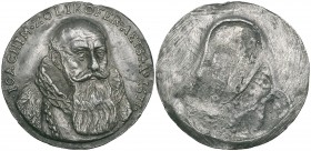 Switzerland, Memorial to Joachim Zollikofer (1547-1631, Burgomaster of St. Gallen), uniface lead medal, 1631, bust three-quarters right aged 84, 47mm ...