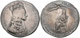 Charles II, Coronation, 23 April 1661, official silver medal by Thomas Simon, crowned bust right, rev., Peace hovering over the enthroned king, 29mm (...