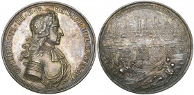 James II, Landing of William of Orange in Torbay, 1688, cast silver medal by George Bower, unsigned; obv., armoured bust of Prince William right, rev....