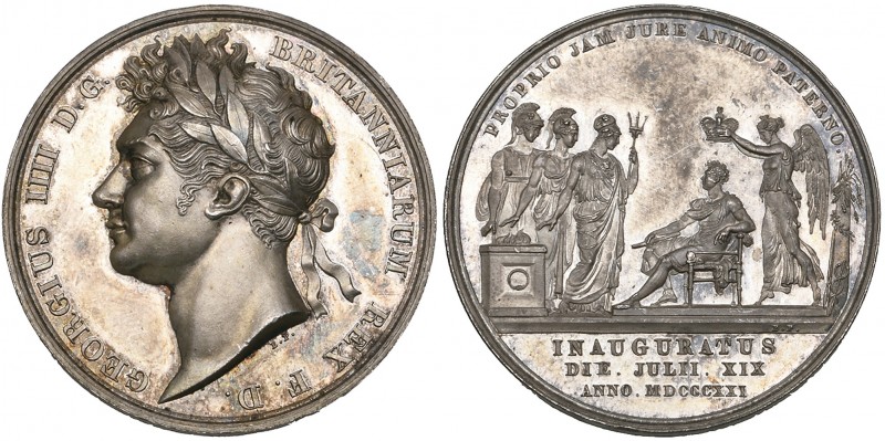 George IV, Coronation, 1821, official silver medal by Pistrucci for Royal Mint, ...
