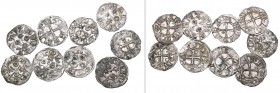 Alfonso VI, dineros (9), all Toledo, eight with reverse central pellet, two with central pellets in annulet, three with one annulet with central pelle...