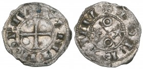 Alfonso VI, obolo, Toledo, rev., mullets in first and fourth quarter, annulet with pellet in centre in second and third quarters (Cayón 928), very fin...