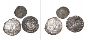 Pedro I (135069), reales (2), both Burgos (Cayón 1287), both with edge chips, otherwise very fine or better; and cornado, Burgos (Cayón 1301), fine (3...