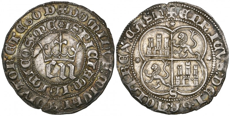 Enrique III (1390-1406), real, Seville, m.m. s and 3 stars on reverse (Cayón 148...