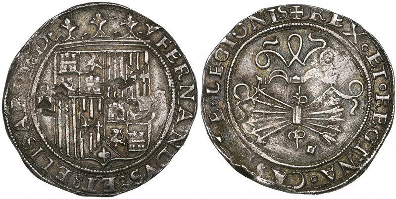 Reyes Católicos, 4 reales, Seville IIII-S, rev., sideways d (Cal. 565), obverse ...