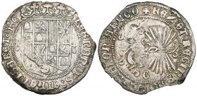 Reyes Católicos, real, Cuenca, post-1497 type, obv m.m. patriarchal cross and bowl (cf. Cal. 337), edge chip, otherwise very fine
Estimate: 100 - 150...