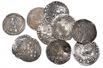 Reyes Católicos, reales (9), all Seville, post-1497 type (Cal. 408 (2), 415. 419 (2), 420, 427, 440 (2)), and uncertain (2), one pierced and two clipp...