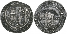 Juana y Carlos, 4 reales, Mexico, late series (1536-38), assayer G (Cal. 125; Nesmith 50; Cayón 3101), pierced to right of arms of León and reverse wi...