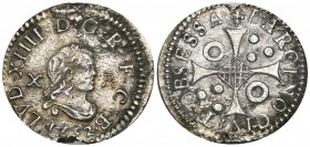 Louis XIV as Count of Barcelona (1643-59), obsidional 10 reales, 1652, struck by the Franco-Catalan garrison under Marshal Philippe de la Mothe-Houdan...