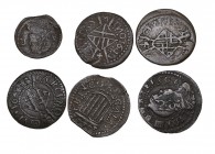 Louis XIV as Count of Barcelona, seisenos (3), 1644, 1649, 1651, ardite, 1648 and other sesenos (2), 1641, 1642, with the title of Prince (Cal. 39, 48...
