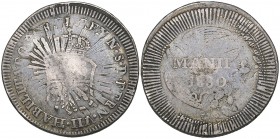 Fernando VII, Philippines, Countermarked Coinage (1830), Mexico, 8 reales, 1824 or later, countermarked with crowned Spanish arms and legend fern. vii...