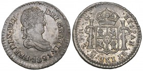 Mexico, Royalist Coinage, Zacatecas, Ferdinand VII, half-real, 1821 RG, mintmark Z, a variety with higher bust having more pronounced berries in wreat...