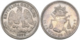 Mexico, Republic, Decimal Coinage, 25 centavos (4), Culiacán mint, 1873 P, crudely struck and with a tiny punch- or chopmark on eagle’s breast, about ...