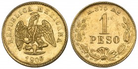 Mexico, Republic, Decimal Coinage, gold 1 peso, Mexico City mint, 1900 M, mint state
Estimate: 120 - 150